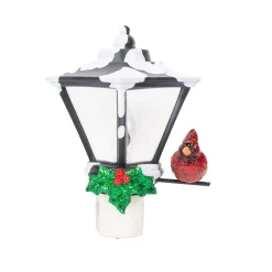 6" Cardinal on a Snow Covered Street Lamp Flickering Christmas Night Light