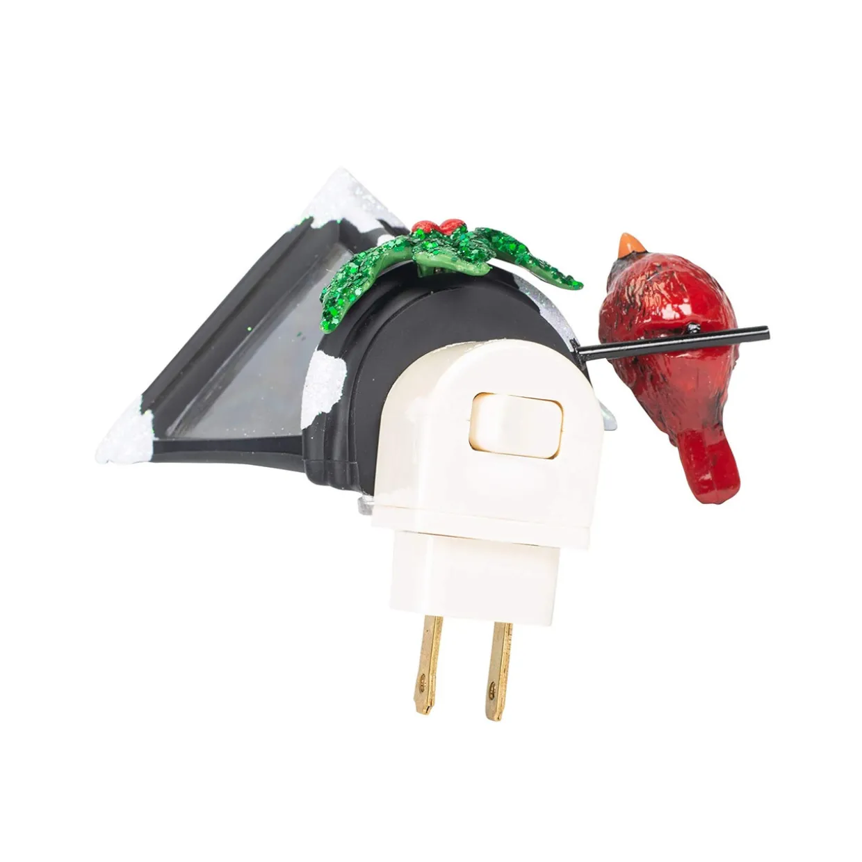 6" Cardinal on a Snow Covered Street Lamp Flickering Christmas Night Light