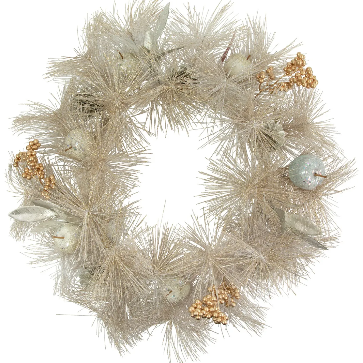 24" Champagne Gold Apple and Pine Needle Artificial Christmas Wreath - Unlit