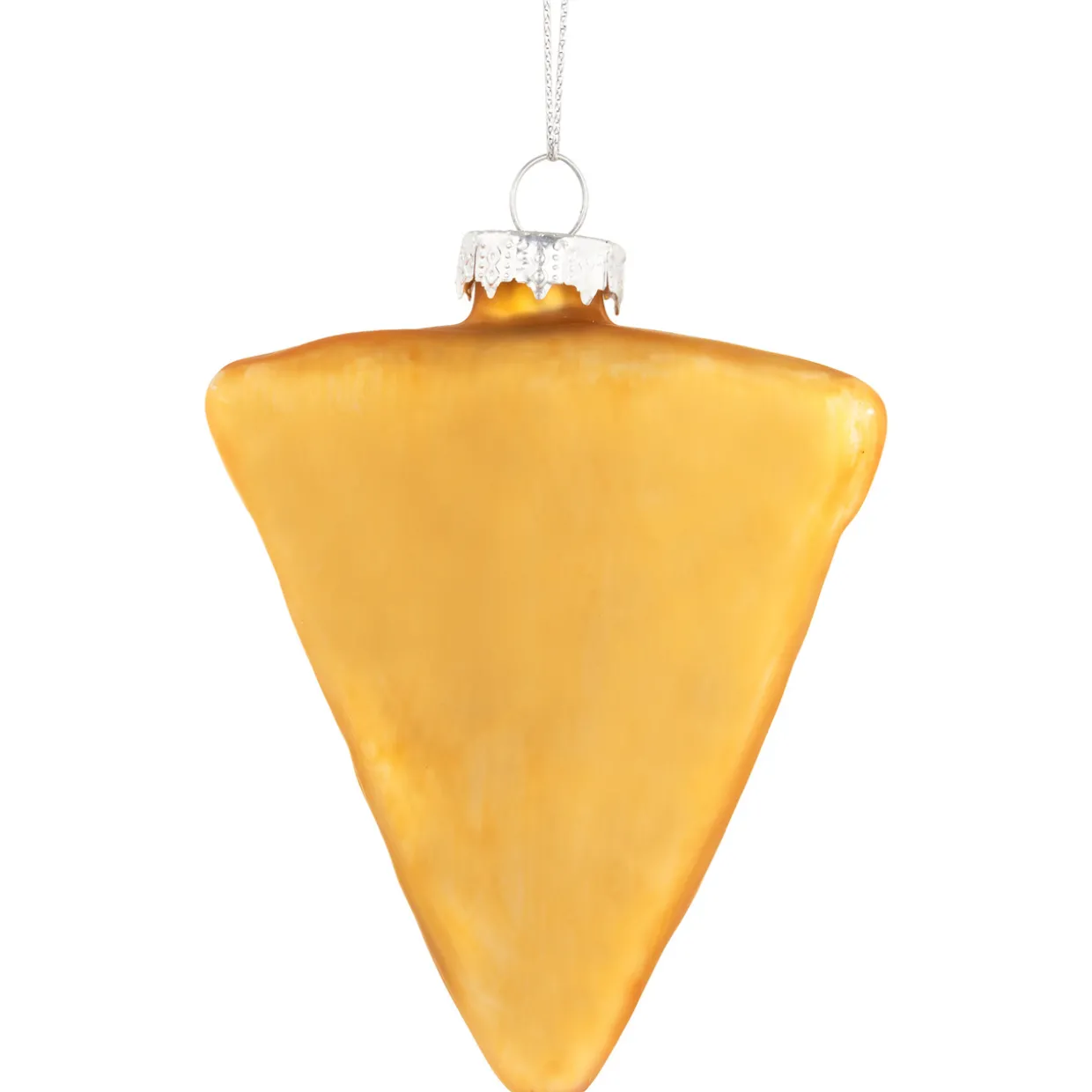 4.25" Cheese and Pepperoni Pizza Slice Glass Christmas Ornament