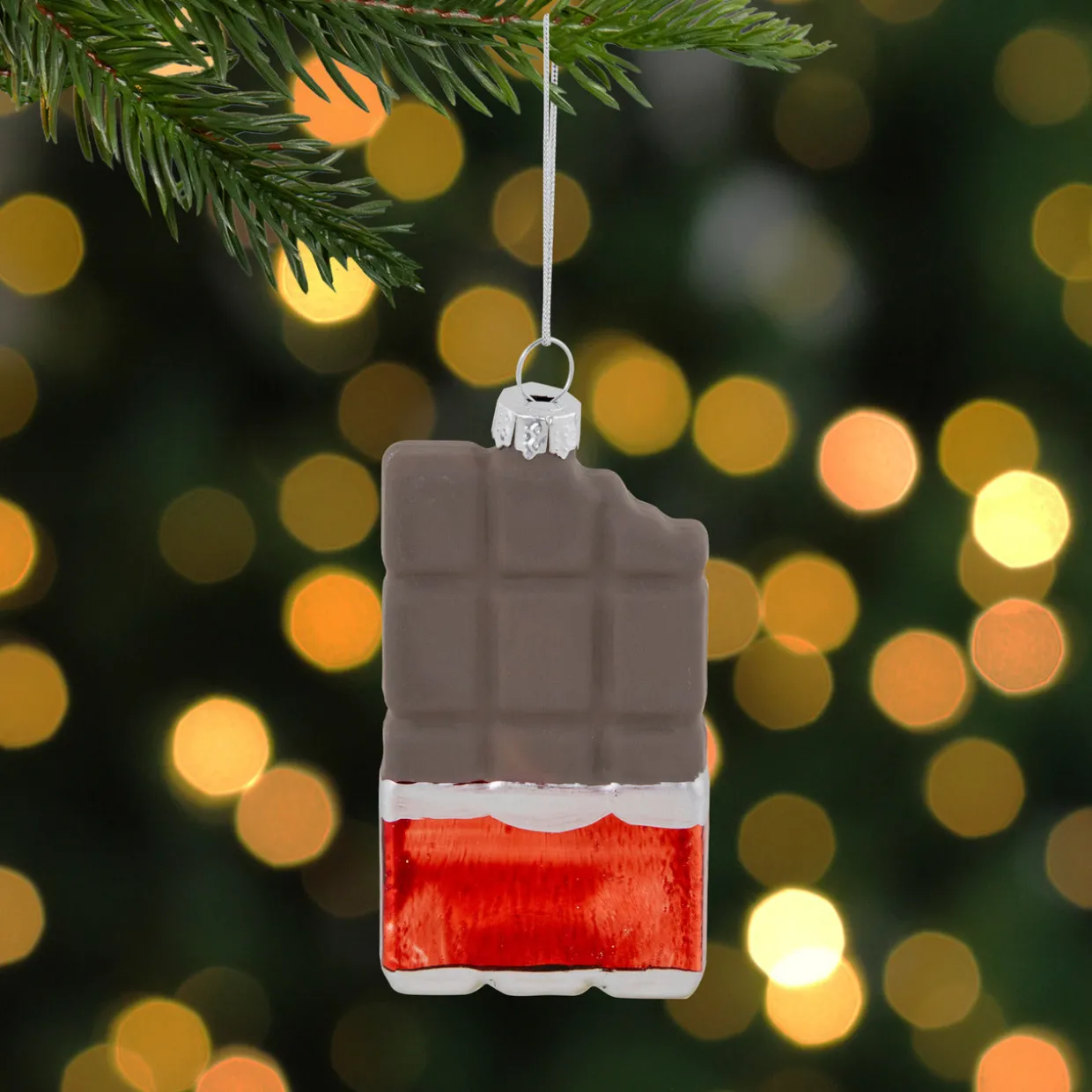 3.5" Chocolate Candy Bar Glass Christmas Ornament