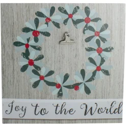 10" Christmas Wreath and Joy to the World Canvas Wall Art with Photo Clip