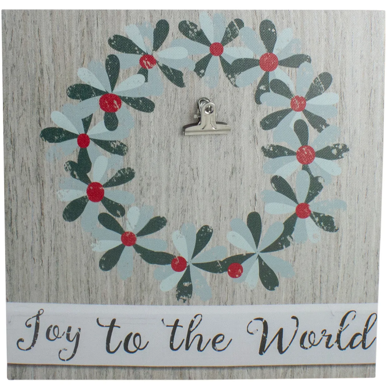 10" Christmas Wreath and Joy to the World Canvas Wall Art with Photo Clip