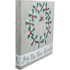 10" Christmas Wreath and Joy to the World Canvas Wall Art with Photo Clip