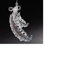 5.5" Clear and Silver Feathers with Sparkling Glitter Accents Christmas Ornament