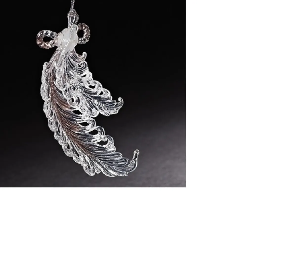 5.5" Clear and Silver Feathers with Sparkling Glitter Accents Christmas Ornament