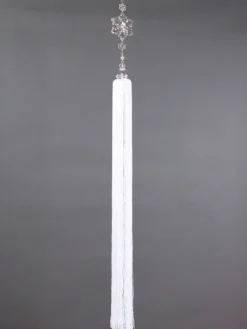 42" Clear and White Snow Drift Exquisite Crystal Snowflakes with Tassel Christmas Ornament