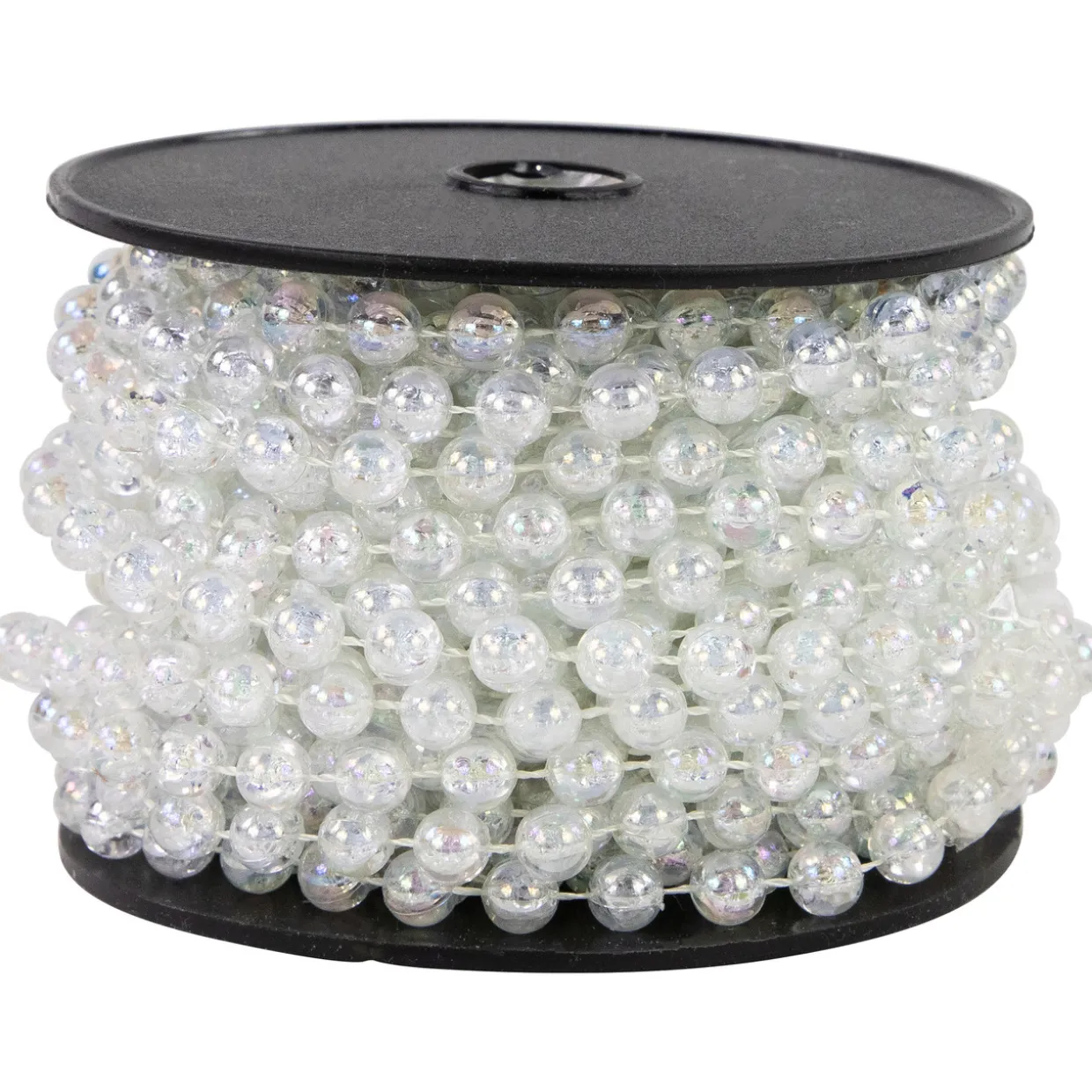 33' Clear Iridescent Beaded Artificial Christmas Garland, Unlit