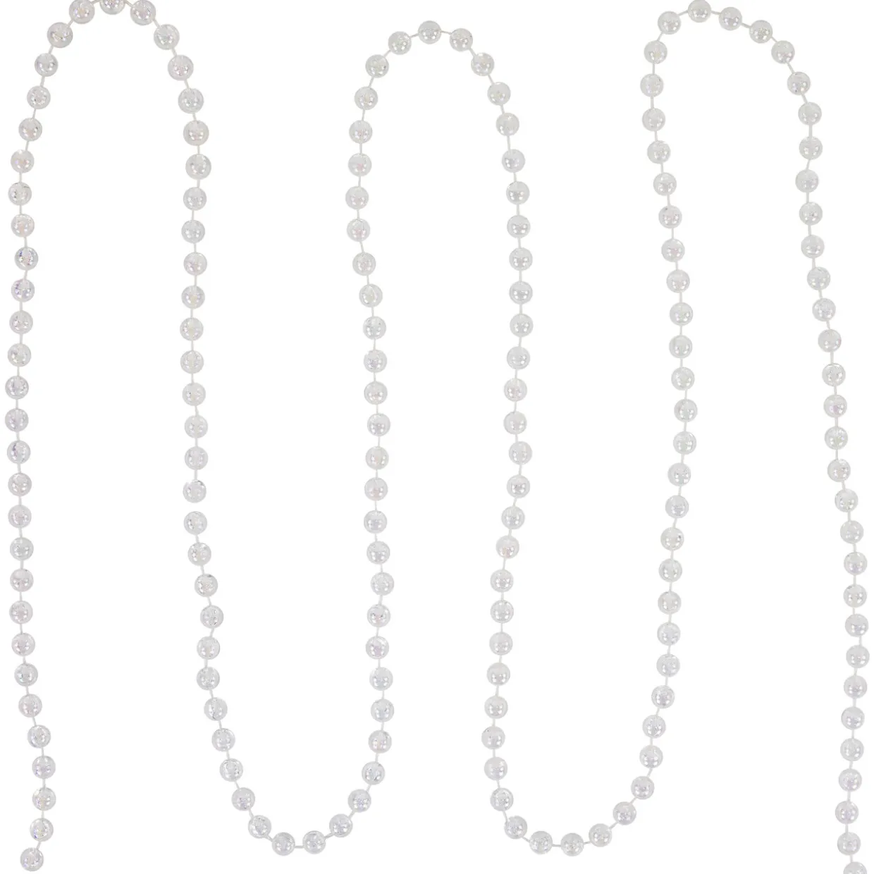 33' Clear Iridescent Beaded Artificial Christmas Garland, Unlit