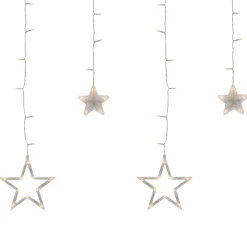 138 Clear LED Star Drop Window Curtain Christmas Lights - 17.75ft Clear Wire