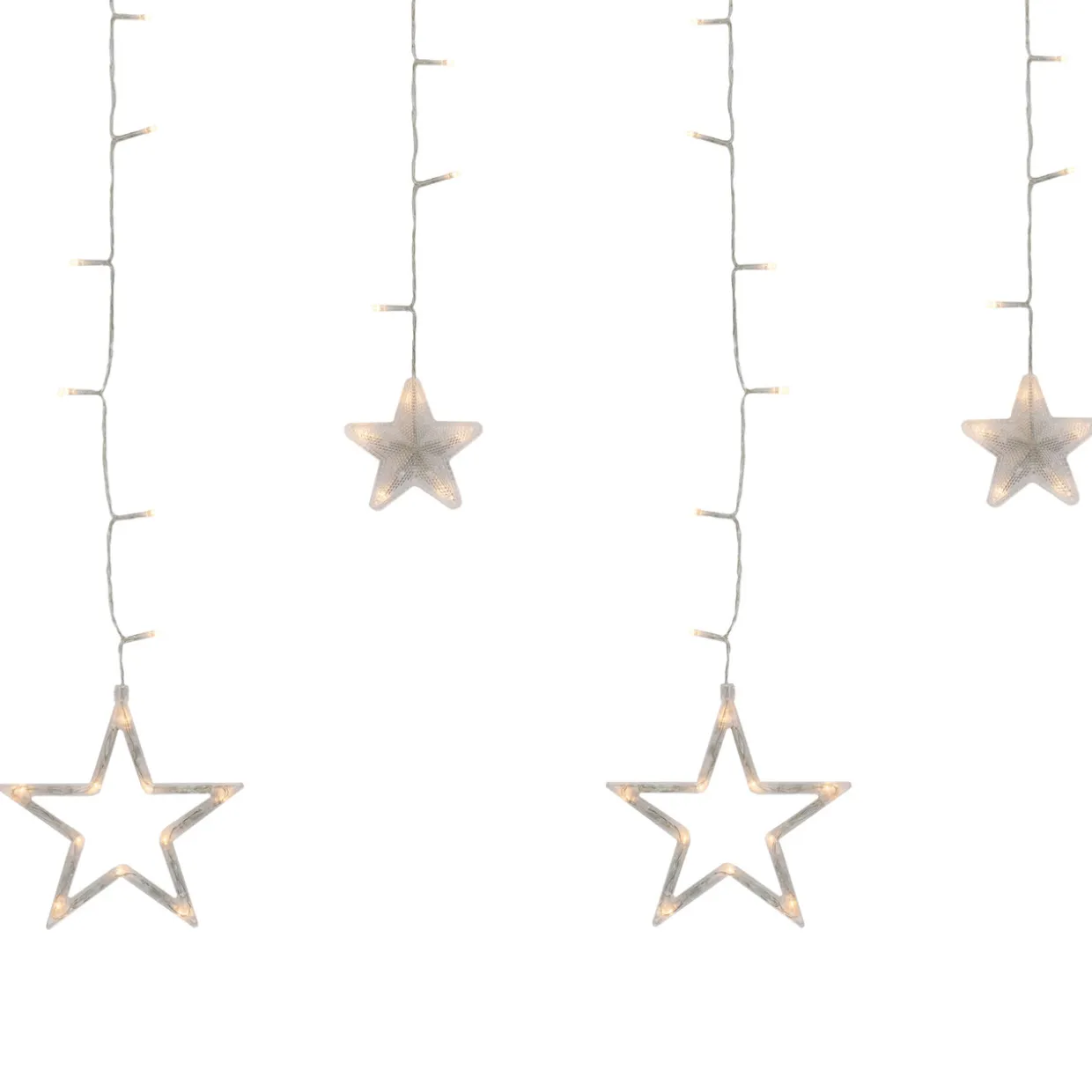 138 Clear LED Star Drop Window Curtain Christmas Lights - 17.75ft Clear Wire