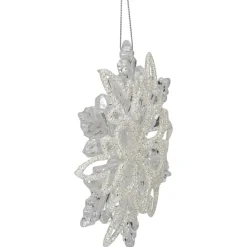 5.5" Clear Snowflake with White Design Christmas Ornament