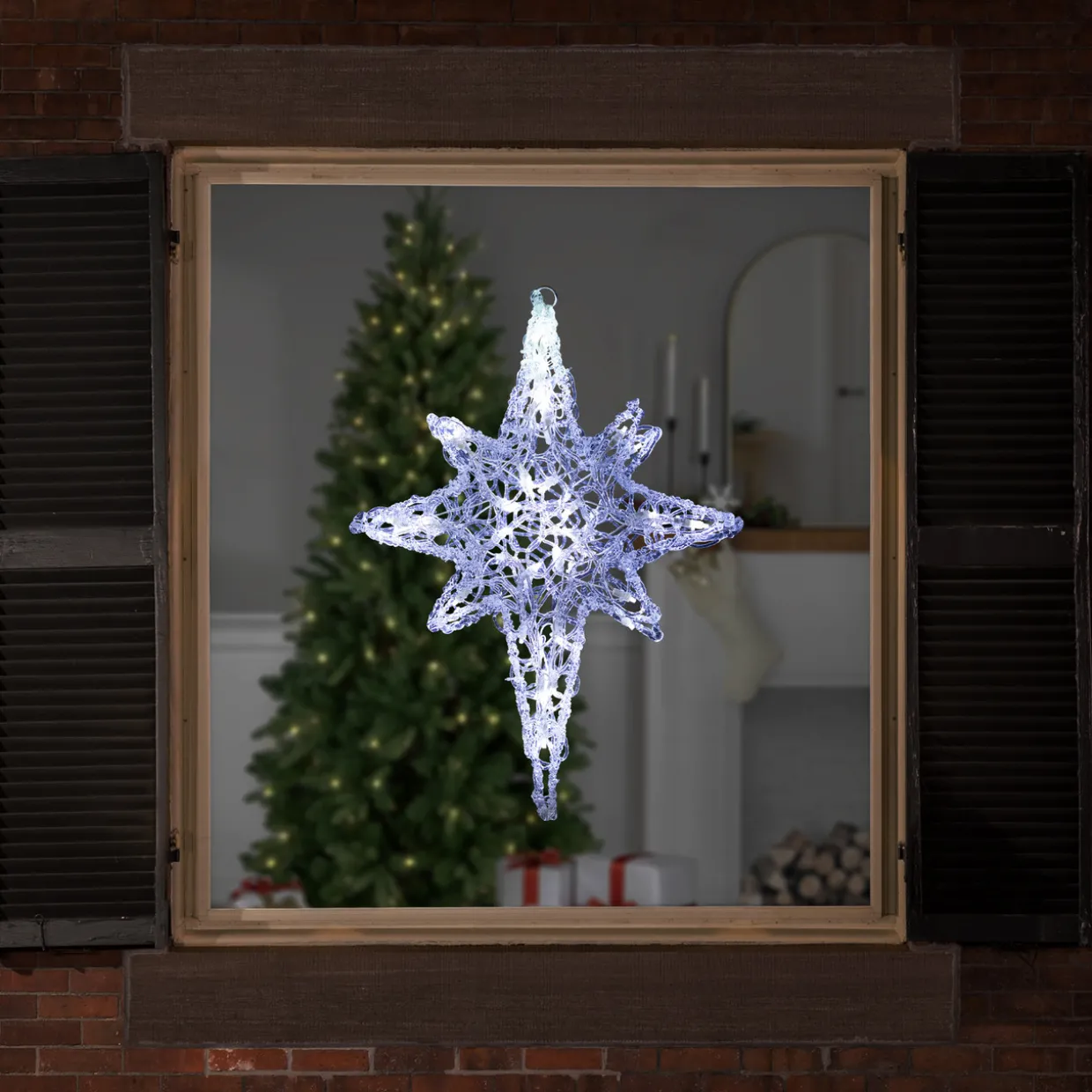 24" Color Changing Blue and White LED Bethlehem Star Hanging Christmas Decoration