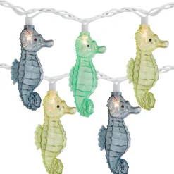 10 Count Blue and Green Seahorse Novelty String Lights, 6.5 ft White Wire