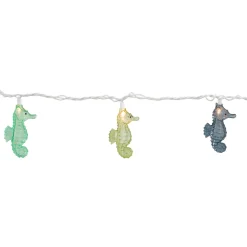 10 Count Blue and Green Seahorse Novelty String Lights, 6.5 ft White Wire