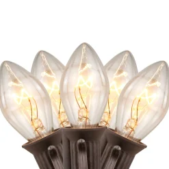 25 Count Clear C7 Christmas Lights, 24ft Brown Wire