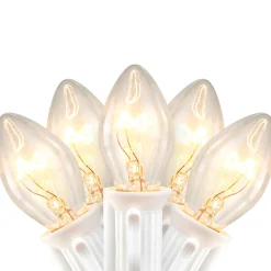 25 Count Clear C7 Christmas Lights, 24ft White Wire