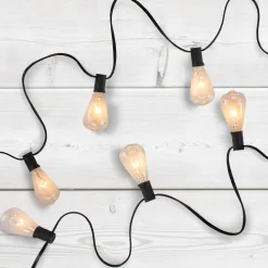 10 Count Clear Edison Glass Patio Lights, 9ft Black Wire