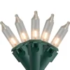 50 Count Clear Mini Christmas Lights, 10 ft Green Wire