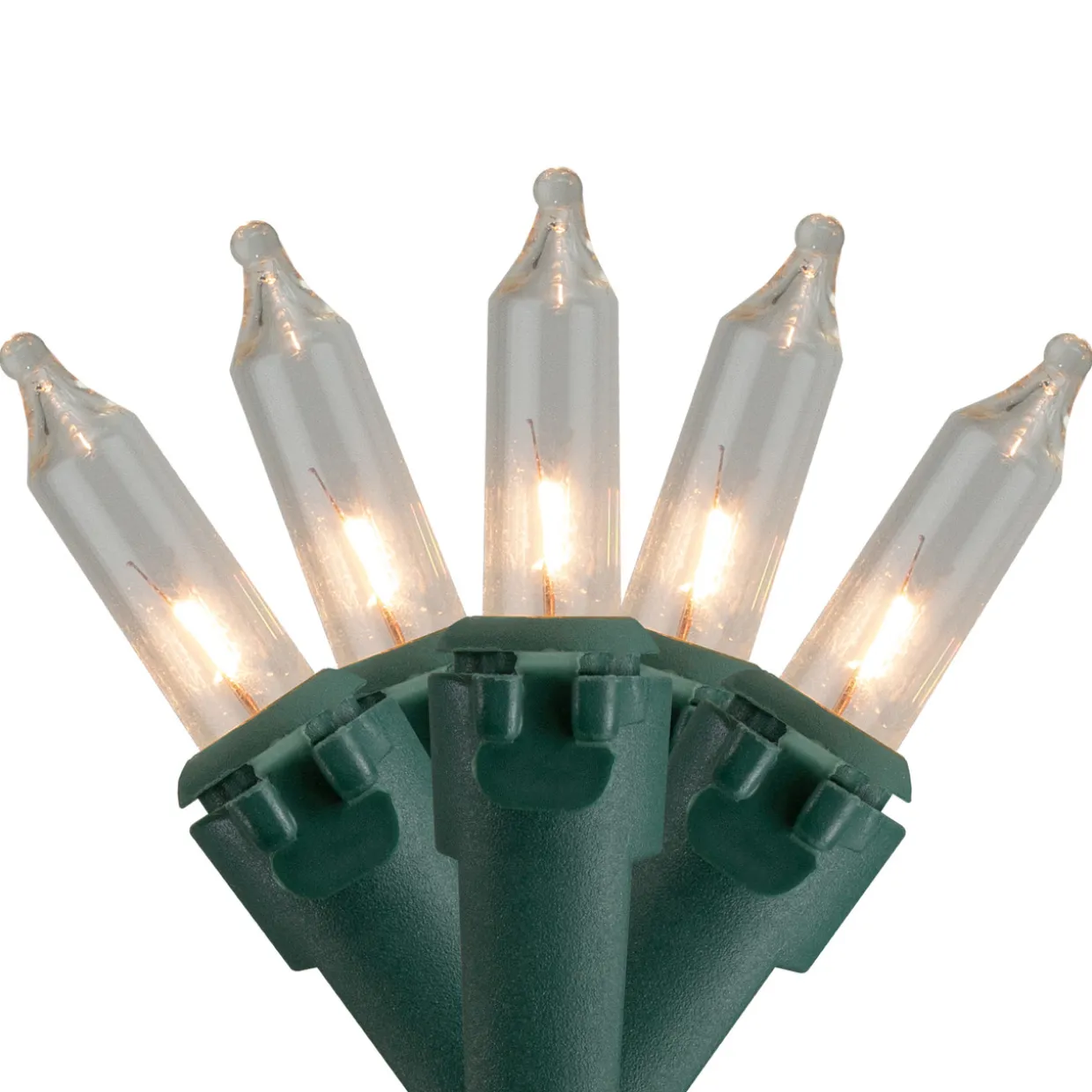 50 Count Clear Mini Christmas Lights, 10 ft Green Wire