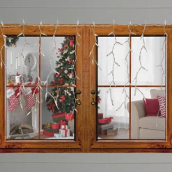 300 Count Clear Mini Icicle Christmas Lights, 18ft White Wire