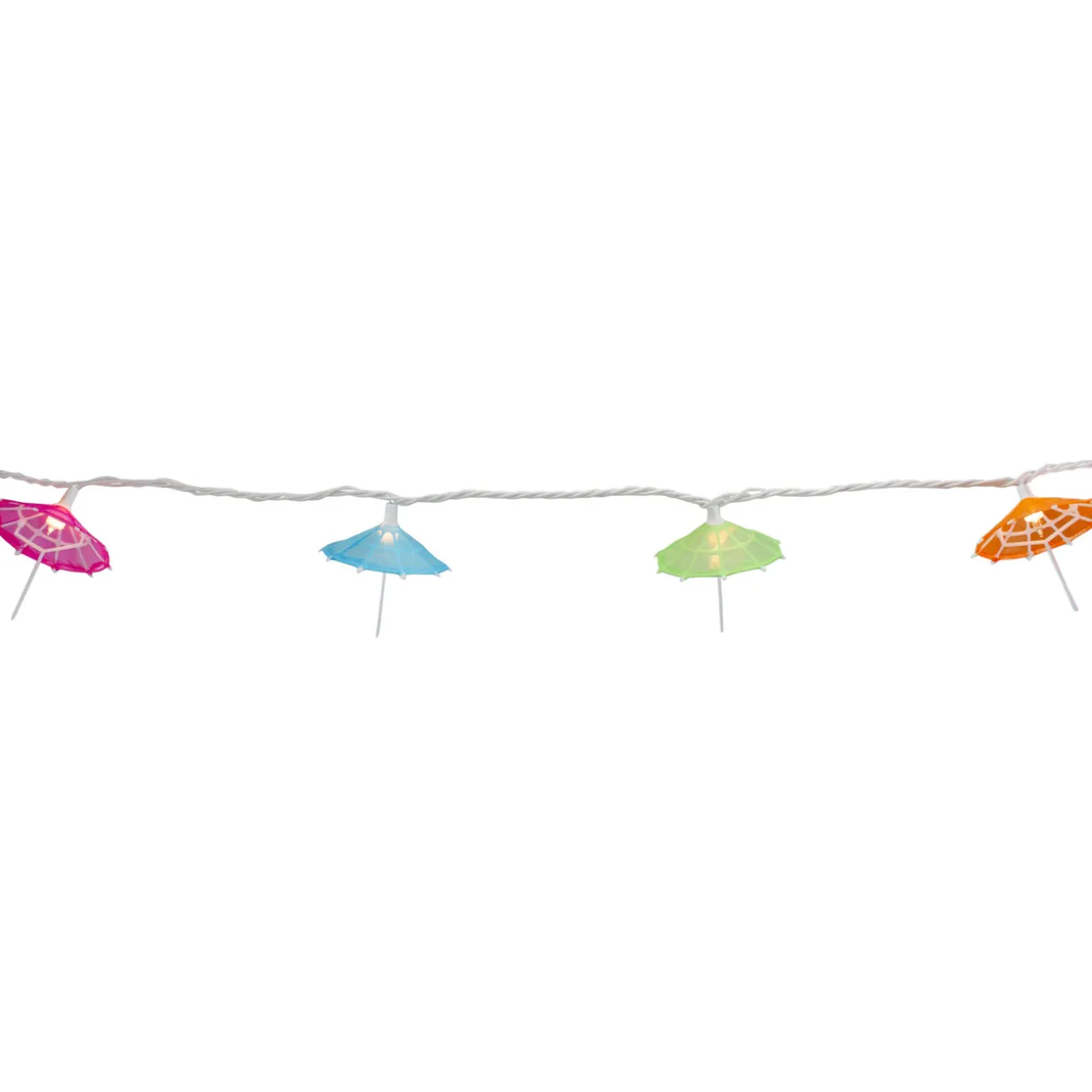 10 Count Colorful Drink Umbrella Novelty String Lights, 6.5 ft White Wire
