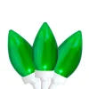 25 Count Green LED C9 Christmas Lights, 16 ft White Wire