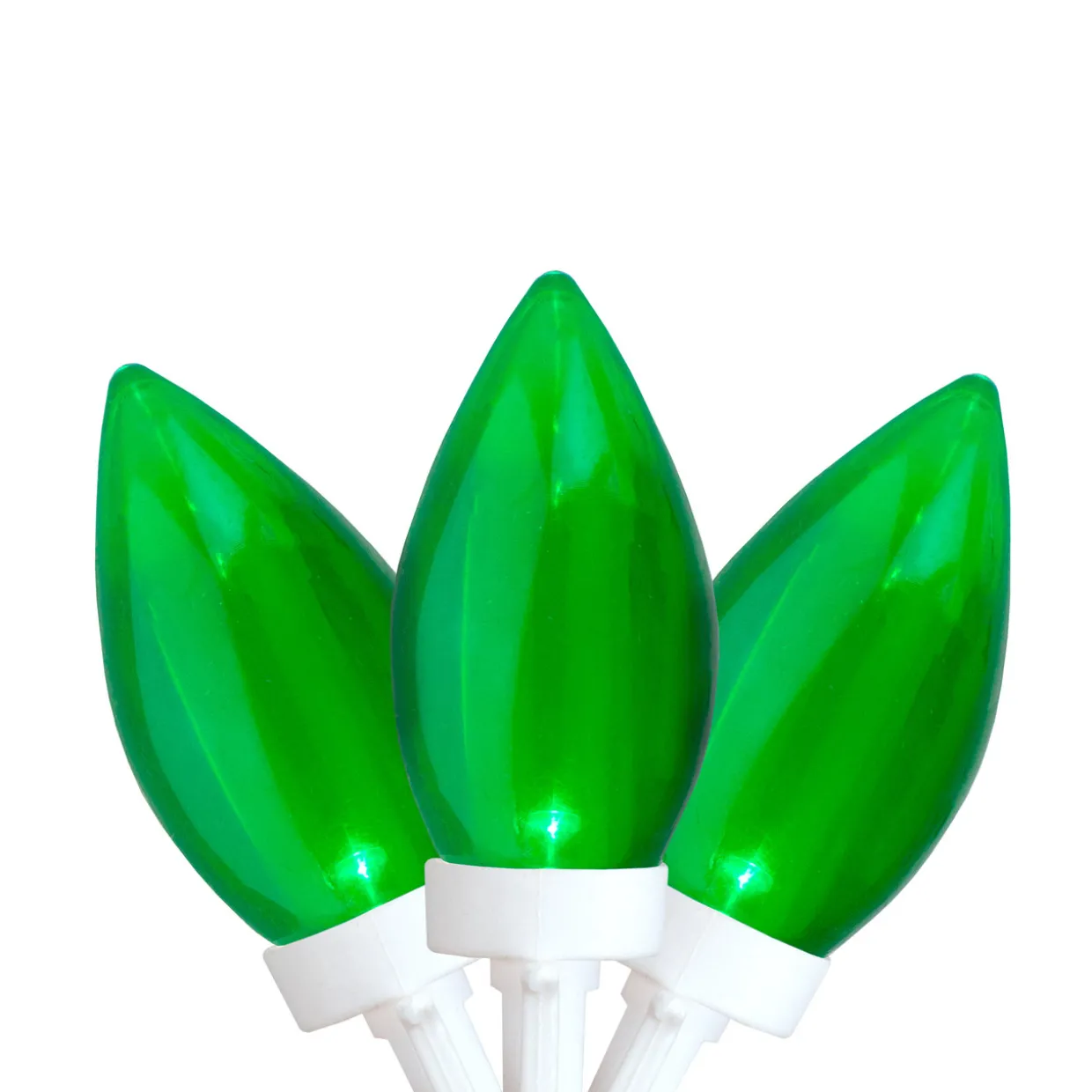 25 Count Green LED C9 Christmas Lights, 16 ft White Wire