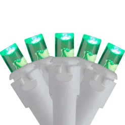 100 Count Green LED Wide Angle Icicle Christmas Lights, 5.5ft White Wire