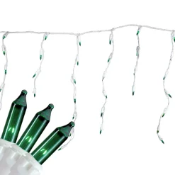 100 Count Green Mini Icicle Christmas Lights - 3.5 ft White Wire