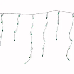 100 Count Green Mini Icicle Christmas Lights - 3.5 ft White Wire