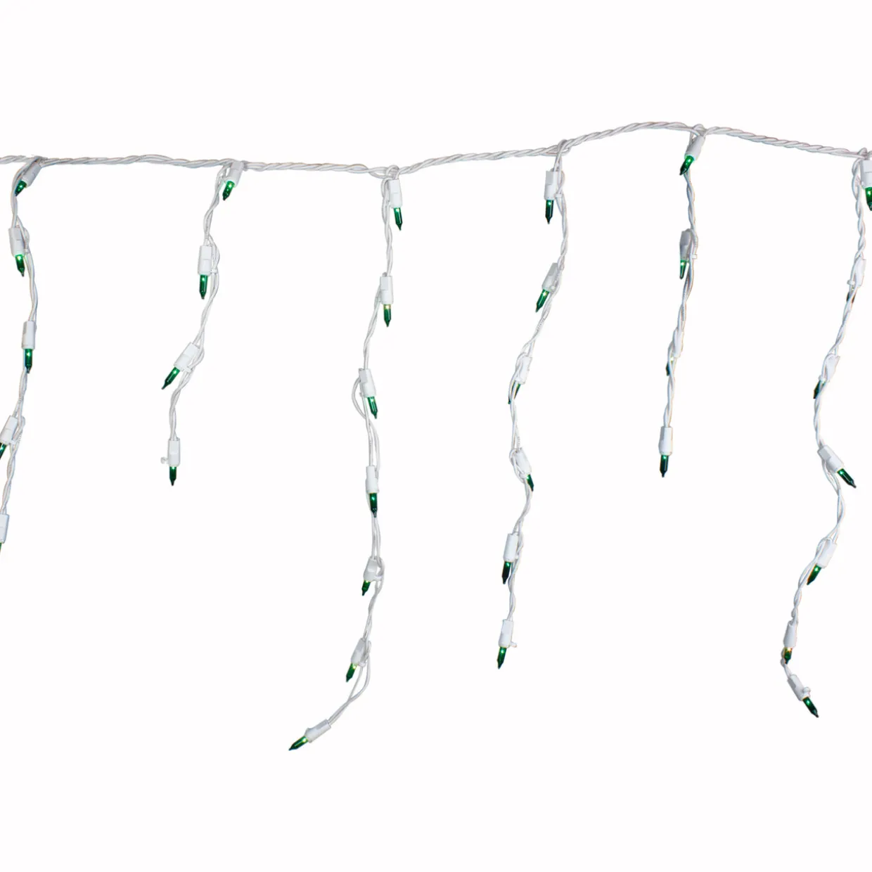 100 Count Green Mini Icicle Christmas Lights - 3.5 ft White Wire