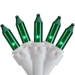 100 Count Green Mini Icicle Christmas Lights - 3.5 ft White Wire