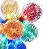 10 Count Multi Color Tinsel Filled Globe Light Set - 6.5 ft Green Wire