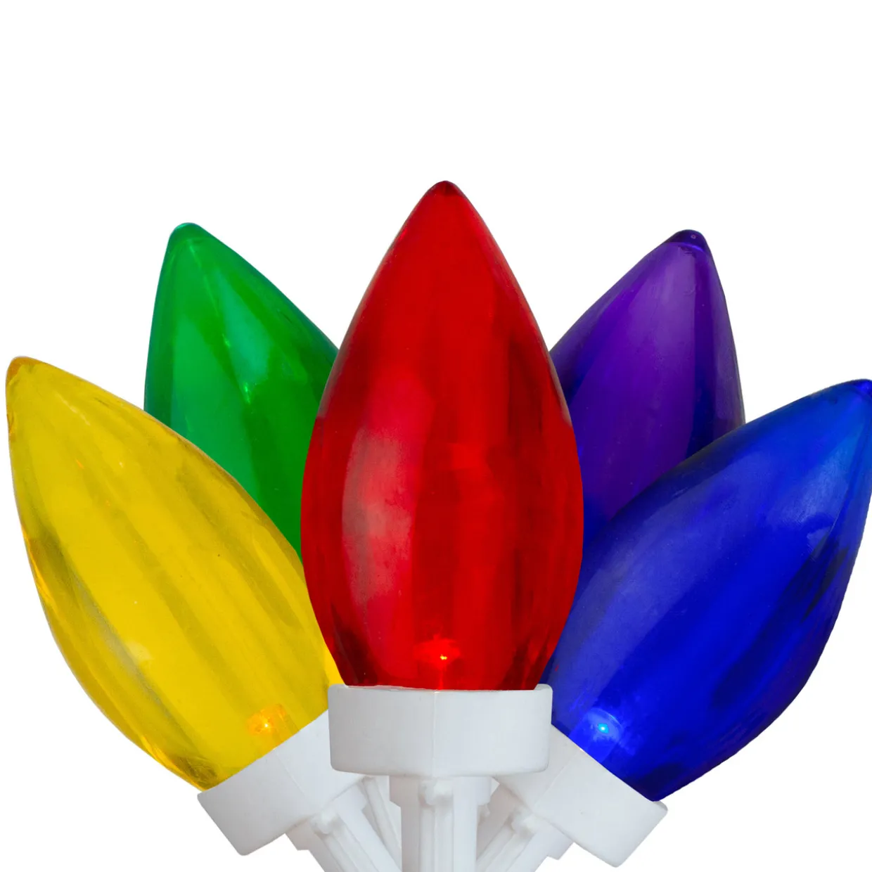 25 Count Multi-Color LED C9 Christmas Lights, 16 ft White Wire