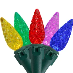 200 Count Multi-Color LED Faceted C6 Christmas Lights - Green Wire