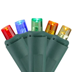 60 Count Multi-Color LED Wide Angle Twinkling Christmas Lights - 19.5', Green Wire