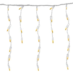 100 Count Opaque Gold Mini Icicle Christmas Lights - 3.5 ft White Wire