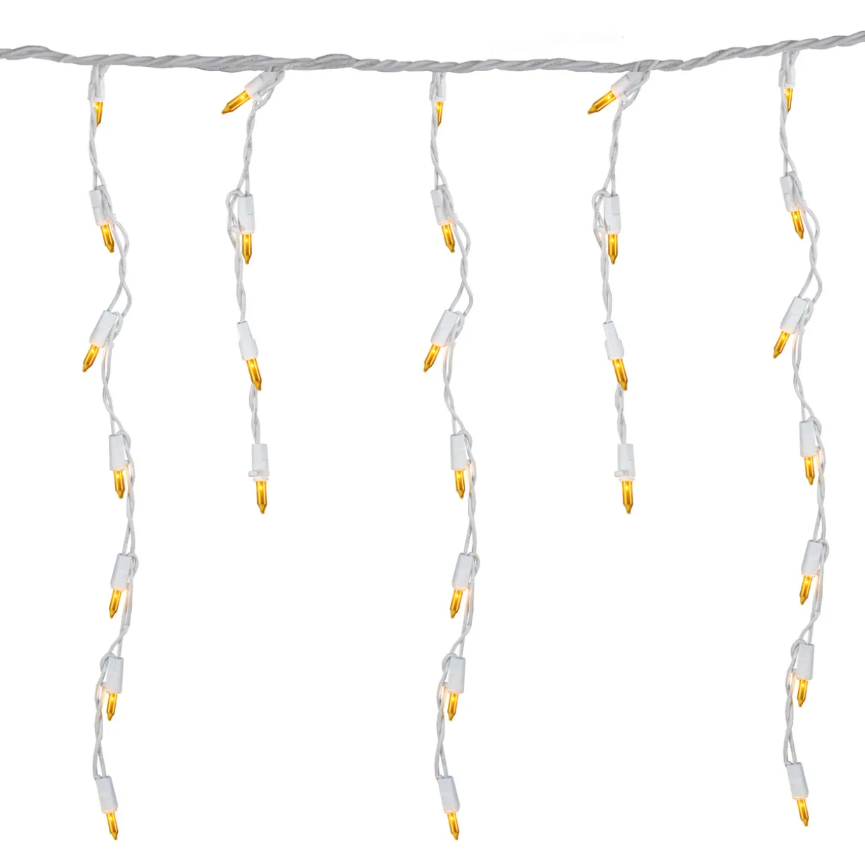 100 Count Opaque Gold Mini Icicle Christmas Lights - 3.5 ft White Wire