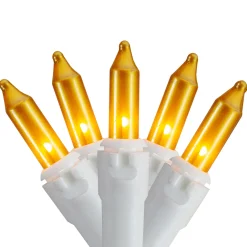 100 Count Opaque Gold Mini Icicle Christmas Lights - 3.5 ft White Wire