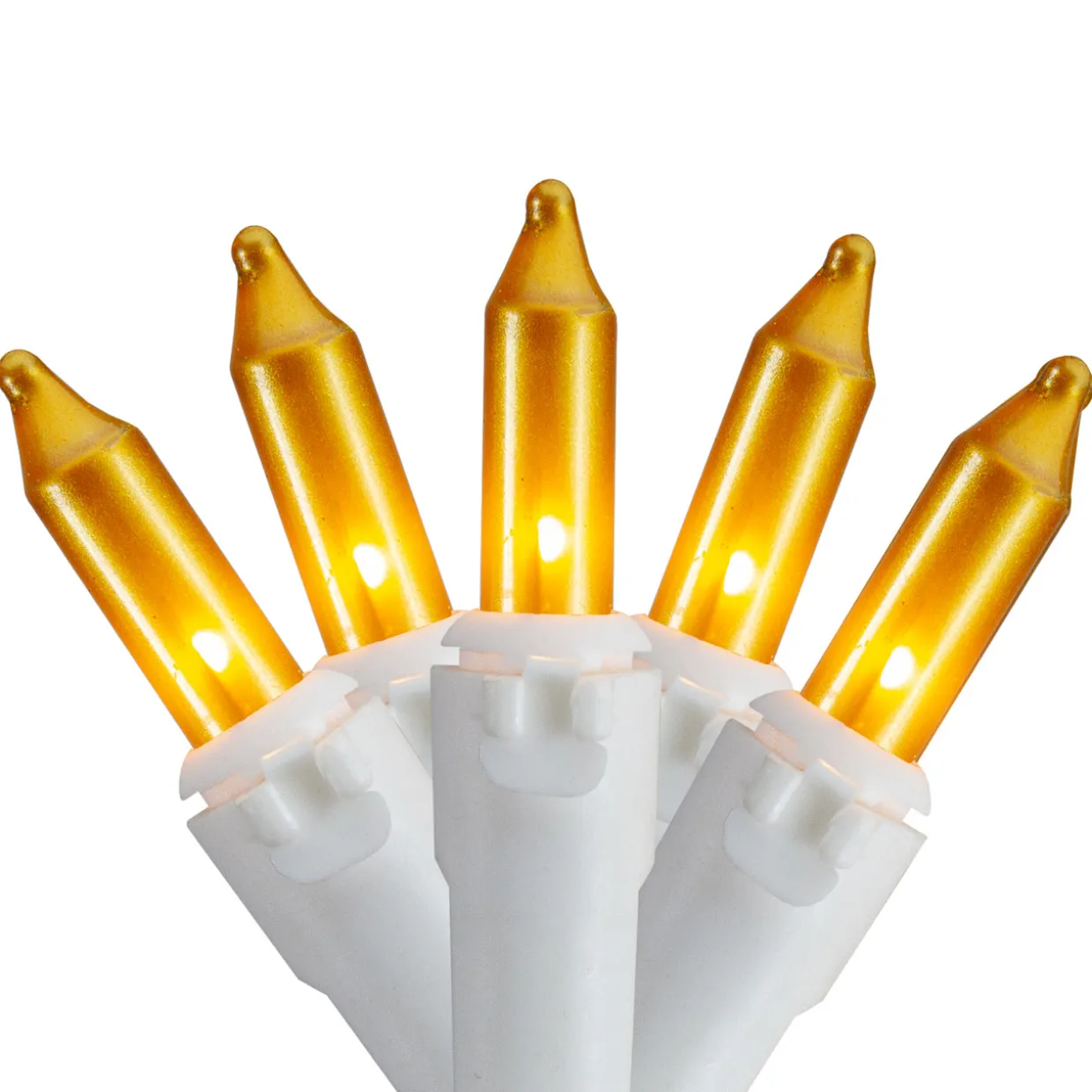 100 Count Opaque Gold Mini Icicle Christmas Lights - 3.5 ft White Wire