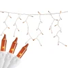 100 Count Orange Mini Icicle Christmas Lights - 3.5 ft White Wire