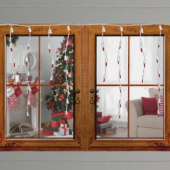 100 Count Orange Mini Icicle Christmas Lights - 3.5 ft White Wire