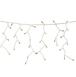 100 Count Orange Mini Icicle Christmas Lights - 3.5 ft White Wire
