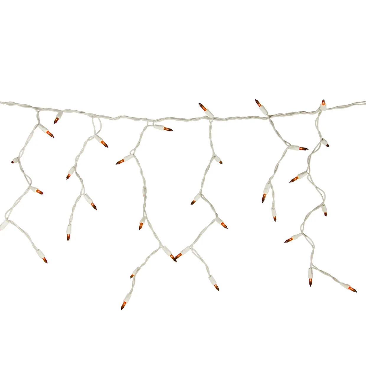 100 Count Orange Mini Icicle Christmas Lights - 3.5 ft White Wire
