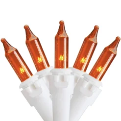 100 Count Orange Mini Icicle Christmas Lights - 3.5 ft White Wire