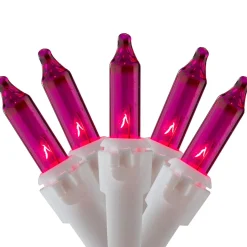 100 Count Pink Mini Icicle Christmas Lights - 8' White Wire