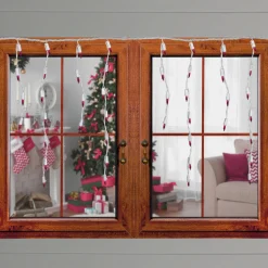 100 Count Pink Mini Icicle Christmas Lights - 3.5 ft White Wire