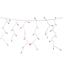 100 Count Pink Mini Icicle Christmas Lights - 3.5 ft White Wire
