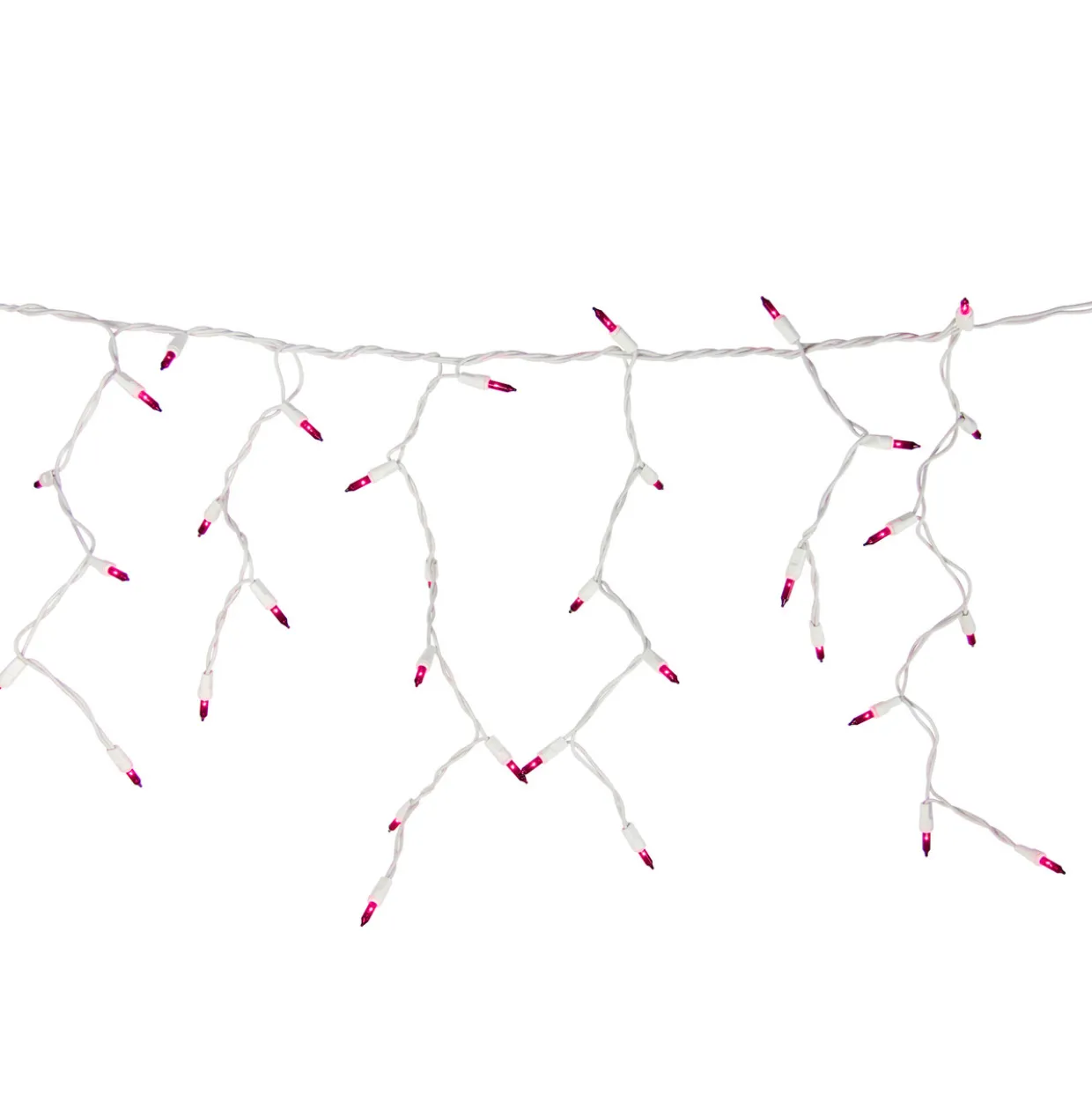 100 Count Pink Mini Icicle Christmas Lights - 3.5 ft White Wire